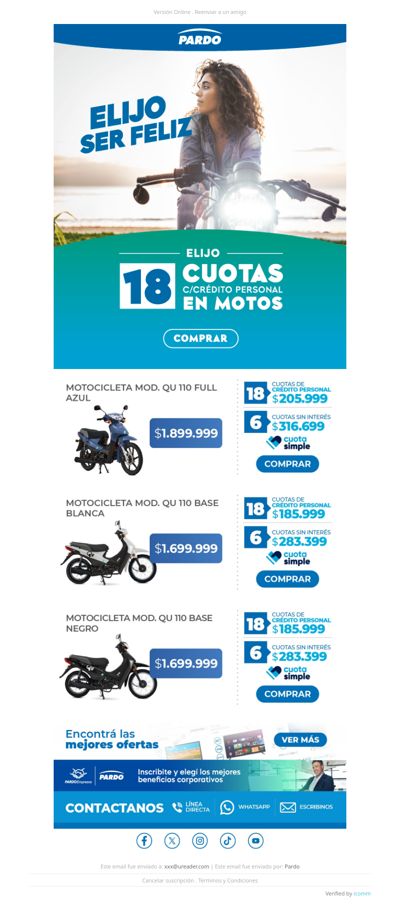 🏍️ ¡Tu nueva moto te espera en Pardo! Elegí 18 cuotas con crédito personal 🎉