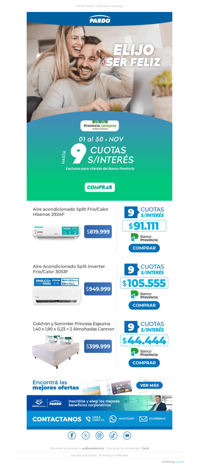 🚨 ¡ALERTA DE OPORTUNIDADES! 🚨 Hasta 9 cuotas sin interés para tu próximo aire acondicionado en Pardo 🔥