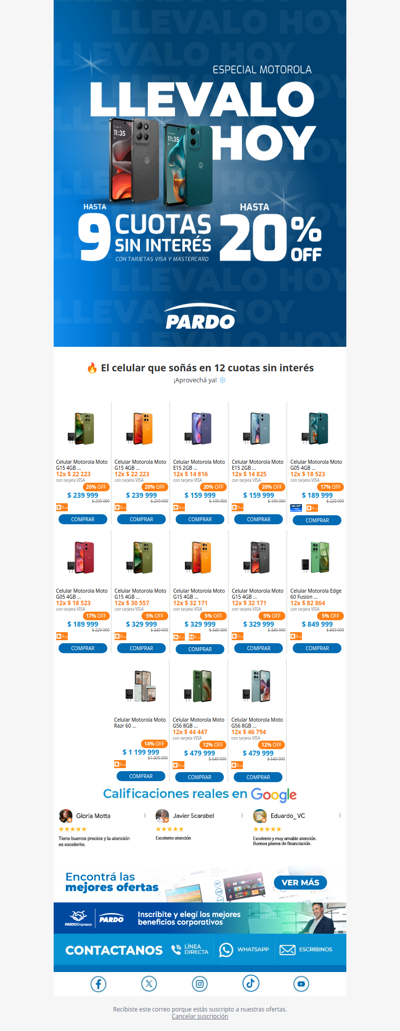 🤯📱 LOS PRECIOS MÁS BAJOS EN MOTOROLA: hasta 20% OFF + 9 cuotas sin interés 💥