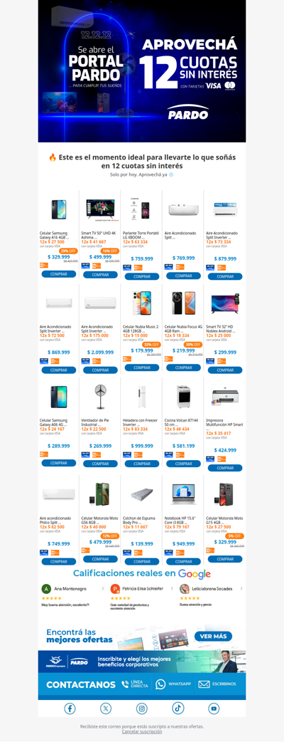 🚪✨ HOY 12.12: Se abrió el Portal Pardo → 12 cuotas sin interés en casi toda la web