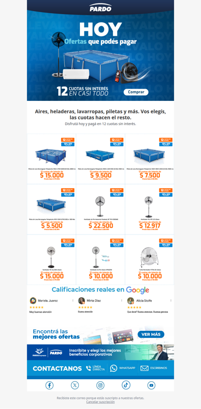 Hoy te tirás a la pile (12 cuotas sin interés en CASI TODO)