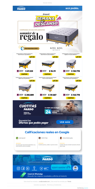 ¡TE REGALAMOS UN SOMMIER! Comprando tu colchón en 9 cuotas sin interés y 40% OFF 😴🎁