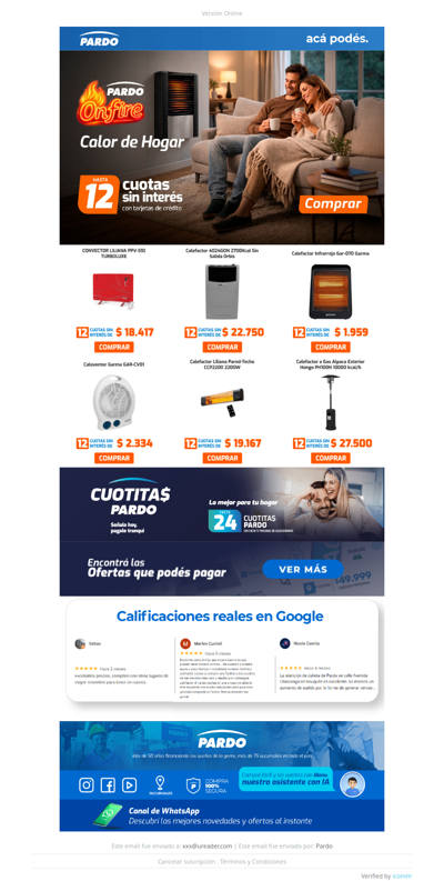 Pardo OnFire: el calor de hogar que necesitás en 12 cuotas sin interés 🔥🏠