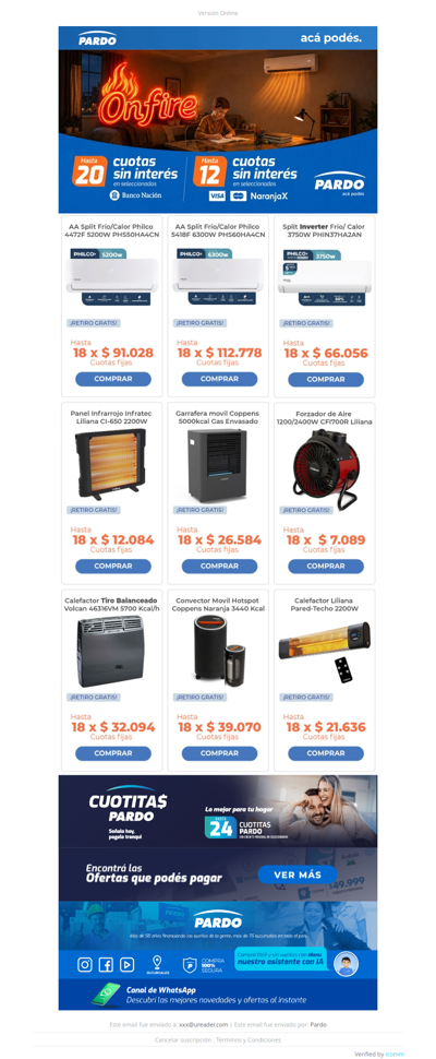 El frío recien está llegando , calefacción en 18 cuotas fijas