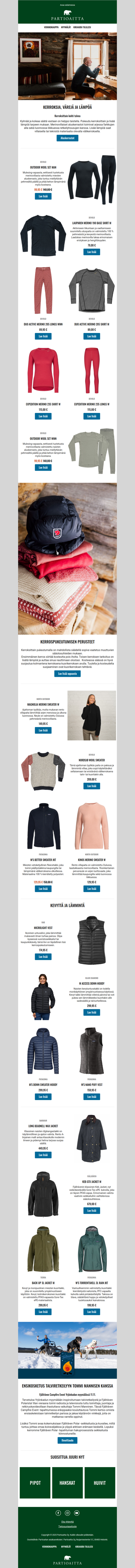 Kerroksia, värejä ja lämpöä