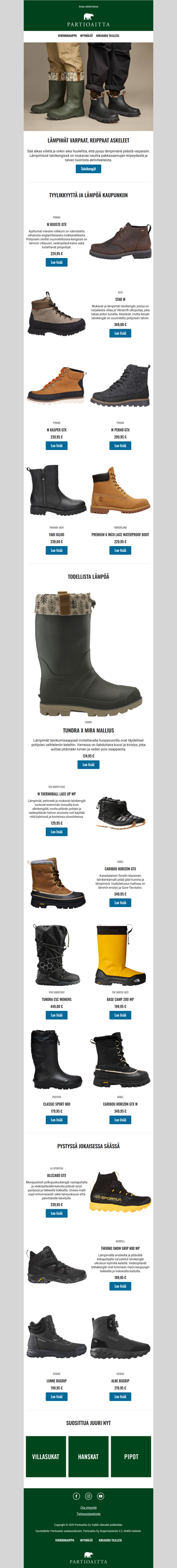 Lämpimät varpaat, reippaat askeleet