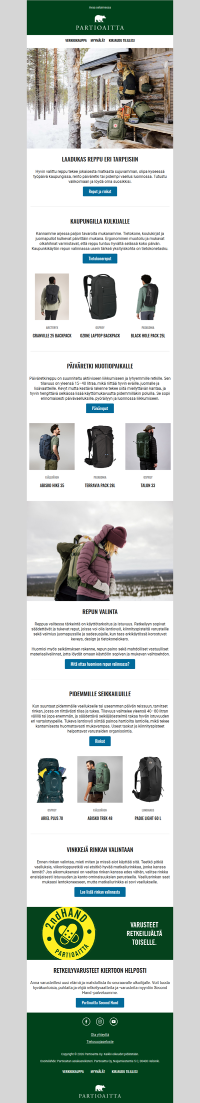 Laadukkaat reput eri tarpeisiin