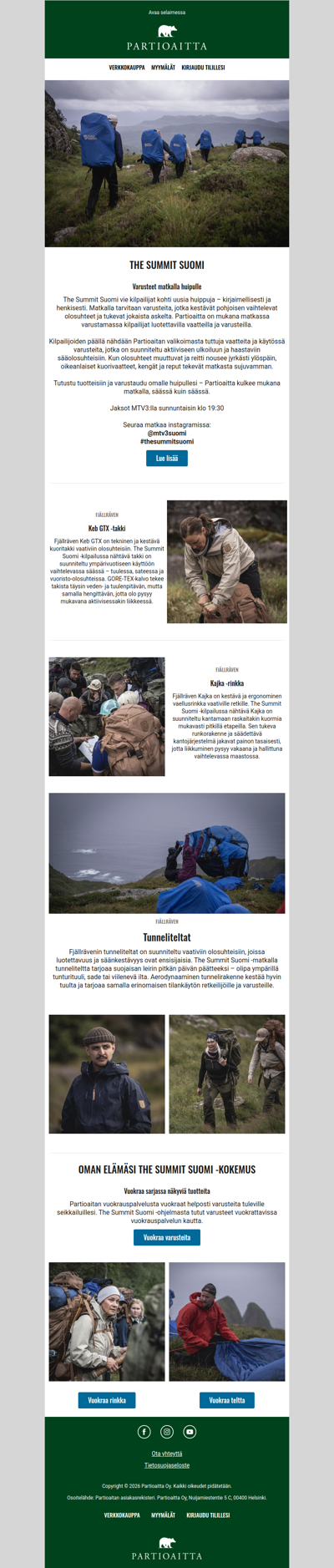 Varusteet vuorille Partioaitasta