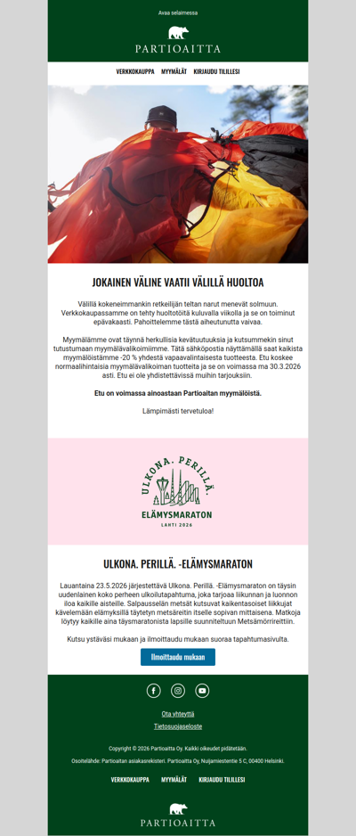 -20 % myymälöissä tällä uutiskirjeellä