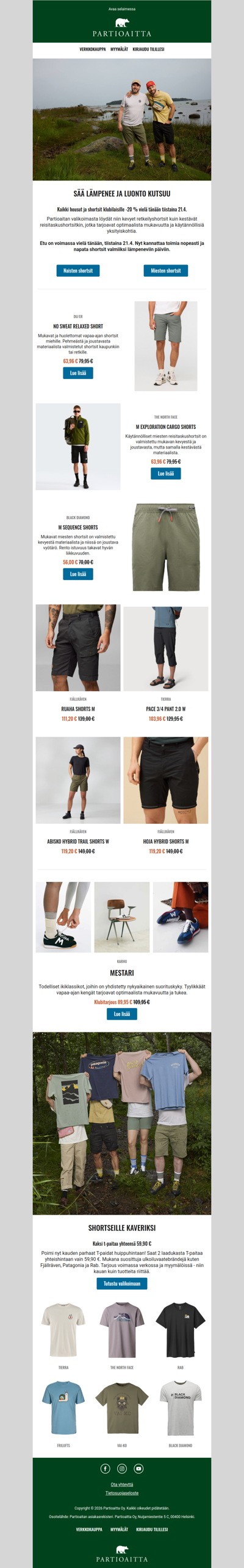 Parhaat shortsit ulkoiluhetkiin