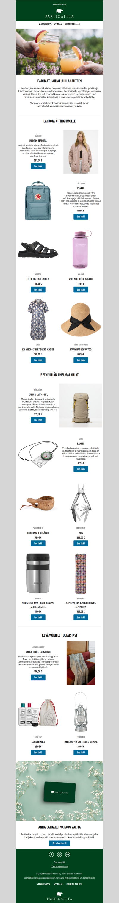 Parhaat lahjat juhlakauteen