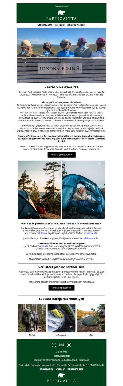Suomen Partiolaiset ja Partioaitta aloittavat monivuotisen yhteistyön