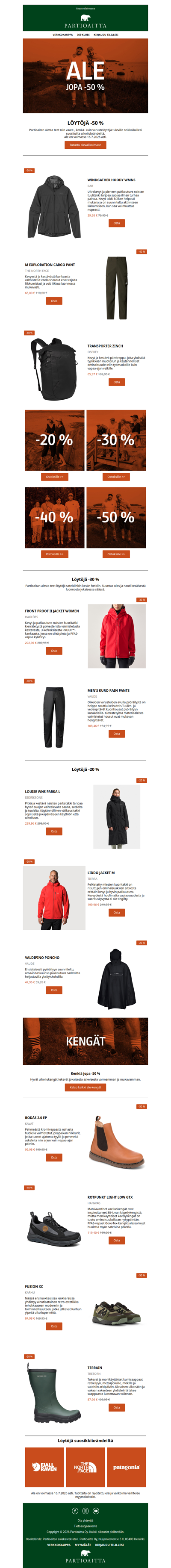 Löytöjä jopa -50 %
