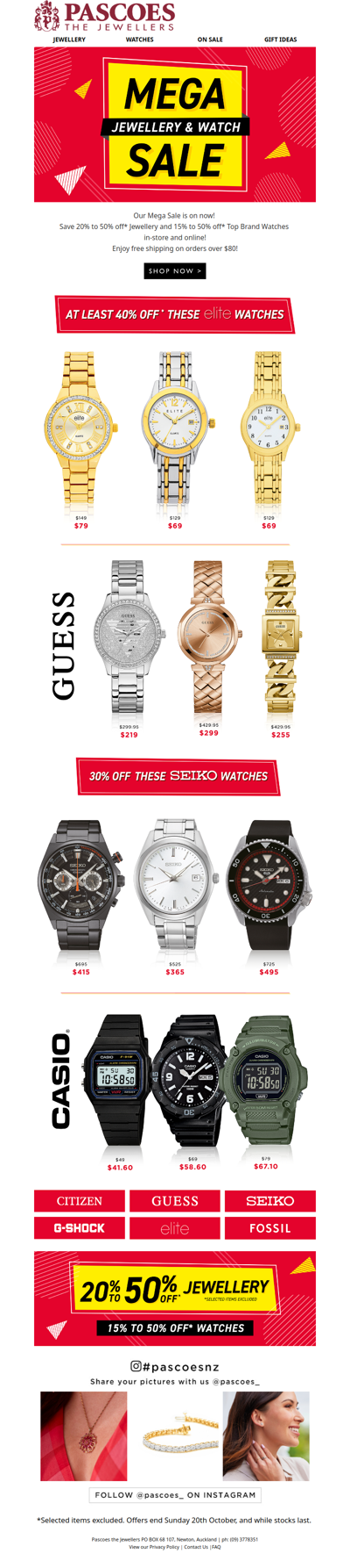 ⌚ Save on Top Brand Watches at Pascoes