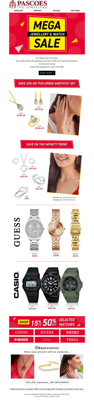 Mega Savings on Jewellery & Watches at Pascoes