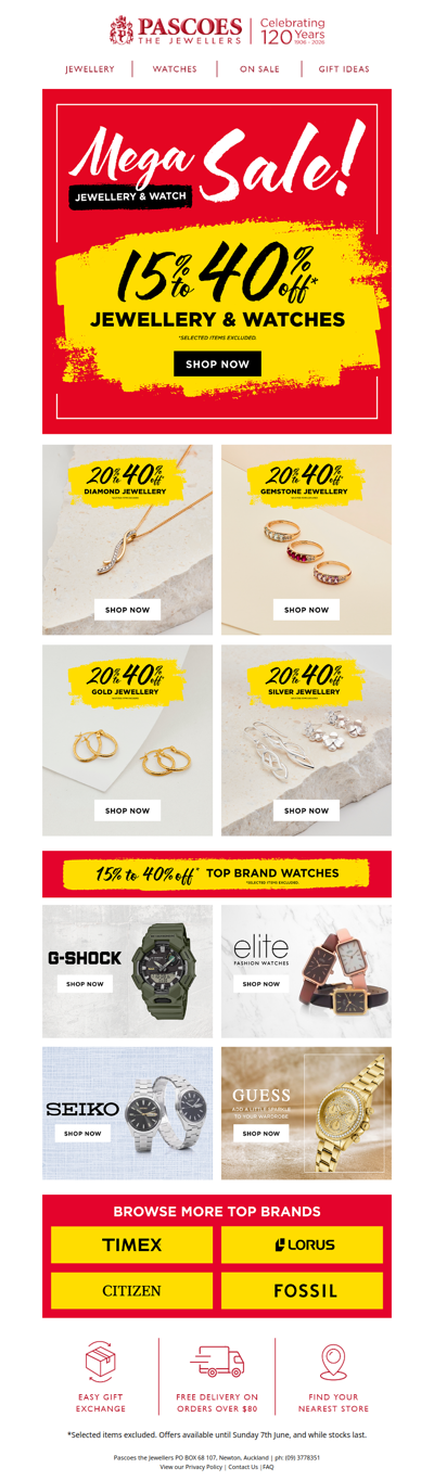Pascoes Mega Jewellery & Watch Sale on now!