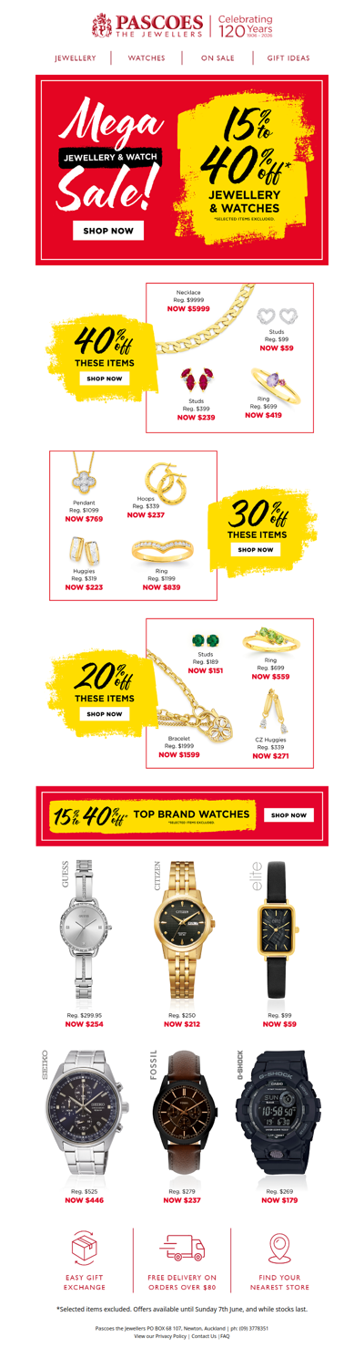 Enjoy Mega Savings on Jewellery & Watches