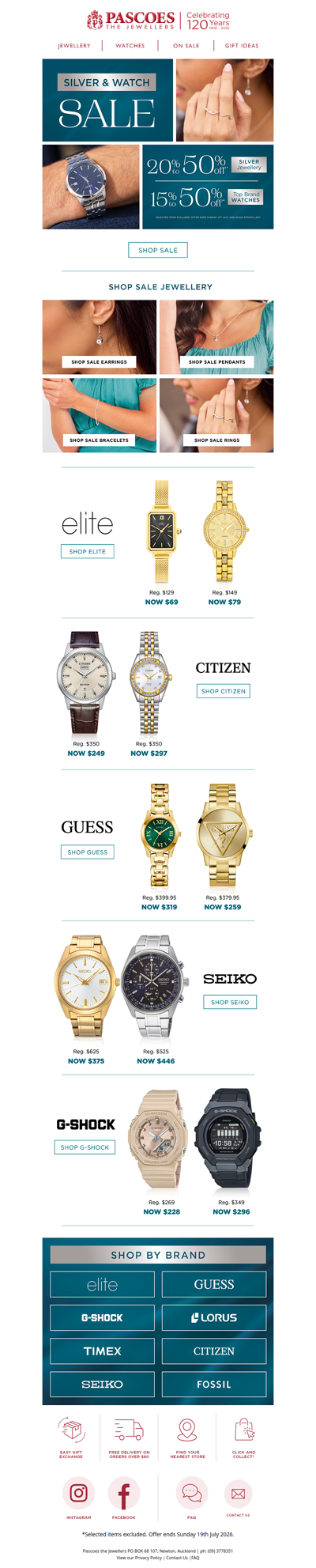 Save 15%-50%* on Stunning Silver Jewellery and Top Brand Watches
