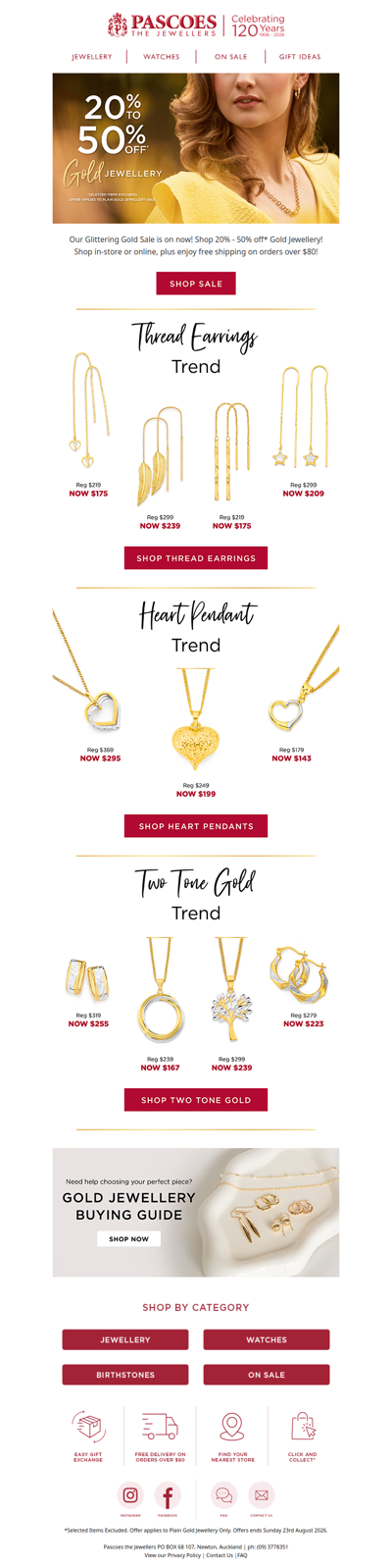 Save 20–50% off* Gold Jewellery