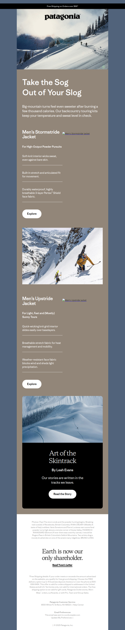 Ski touring outerwear for high output