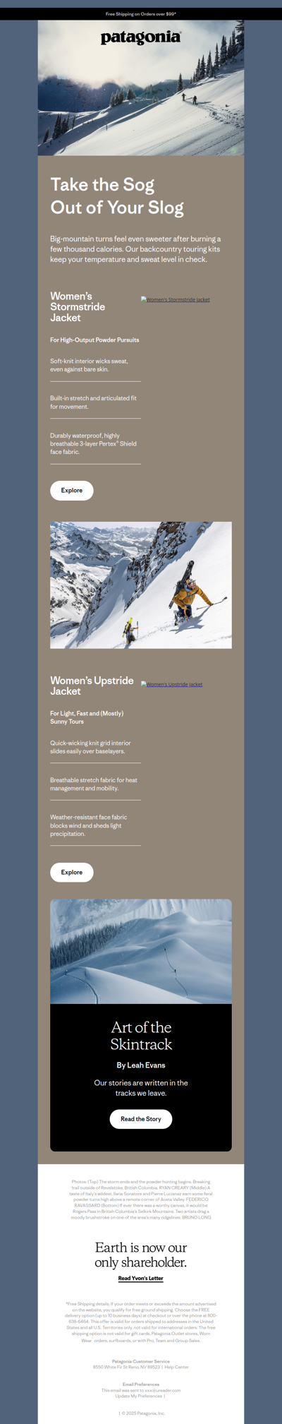 Ski touring outerwear for high output