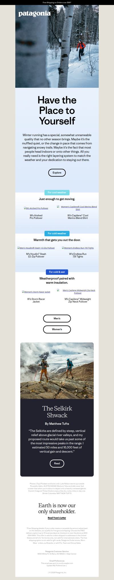 Winter running layers