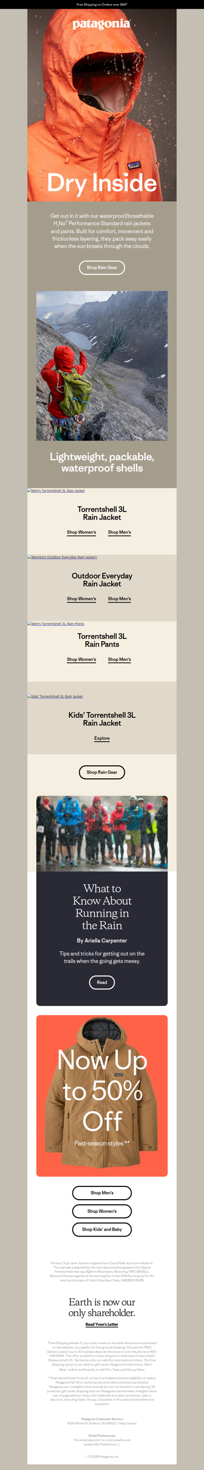 Spring rain gear and winter sale