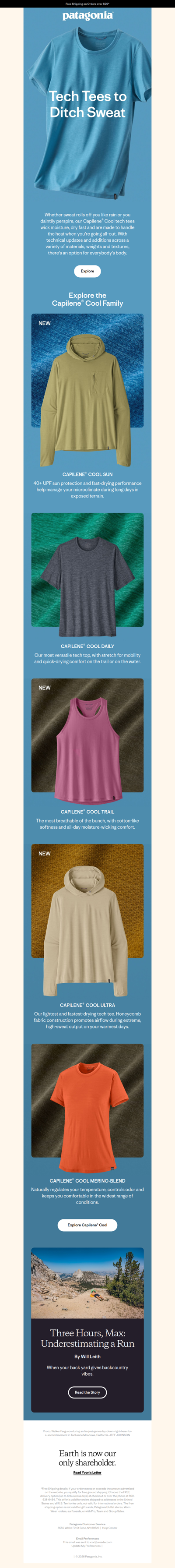 Meet the new Capilene® Cool tech tee family