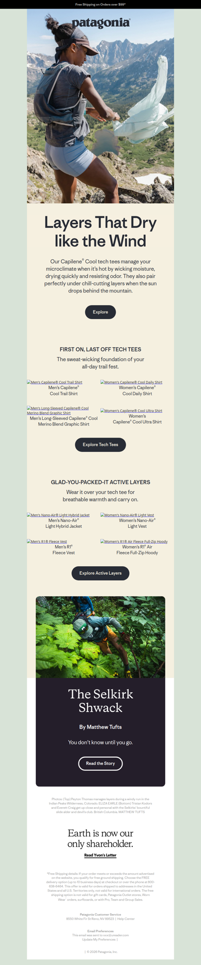 Microclimate-managing tech tee layers