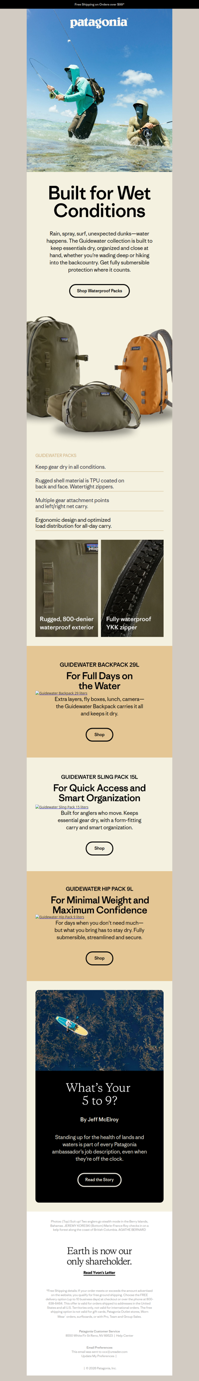 The Guidewater collection of waterproof packs