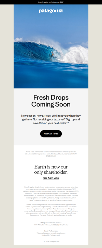 When it’s new, we’ll text you
