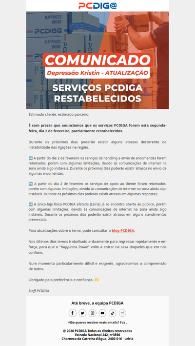 A Kristin afetou-nos, mas nós somos mais fortes!