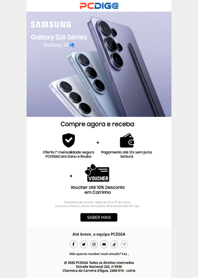 Galaxy S26: vouchers de desconto a caminho