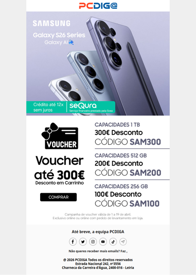 300€ Desconto em Carrinho Galaxy S26 Series