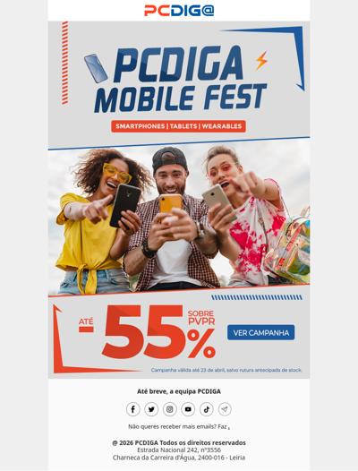 PCDIGA Mobile Fest: até 55% desconto 🫣
