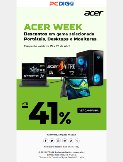 Até 41% desconto 🫣 Chegou a Acer Week!