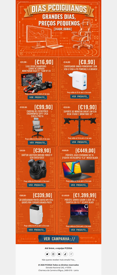 Dias PCDIGuianos: portáteis, gaming e climatização 🚀