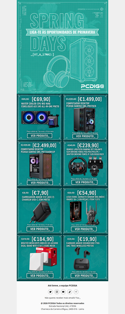 200€ off em PCs Gaming PCDIGA 🌼 só até 17 Mai