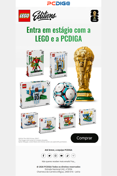Mundial à porta. ⚽ Entra em estágio com a LEGO e PCDIGA