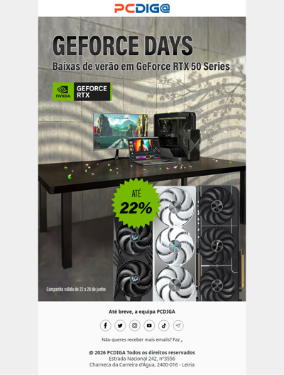 🎉 GeForce Days: chegaram as baixas de verão NVIDIA!