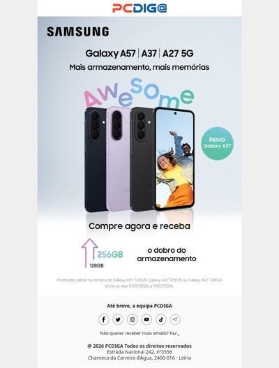 Novidade: Galaxy A27! 256GB pelo preo de 128GB.