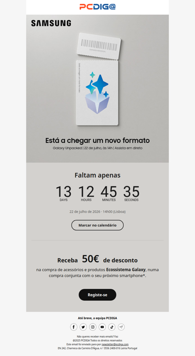 Galaxy Unpacked: Tire o bilhete para 50€ de desconto.