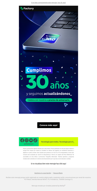 ¡30 años se celebran con precios increíbles! 🥳Conoce nuestras ofertas de aniversario.🤫