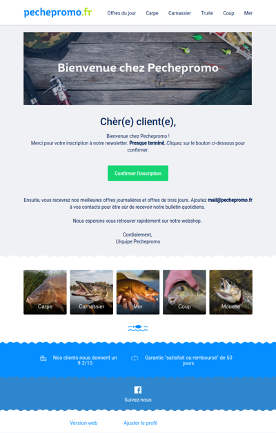 🎣 Bienvenue chez Pechepromo - Confirmer l'inscription