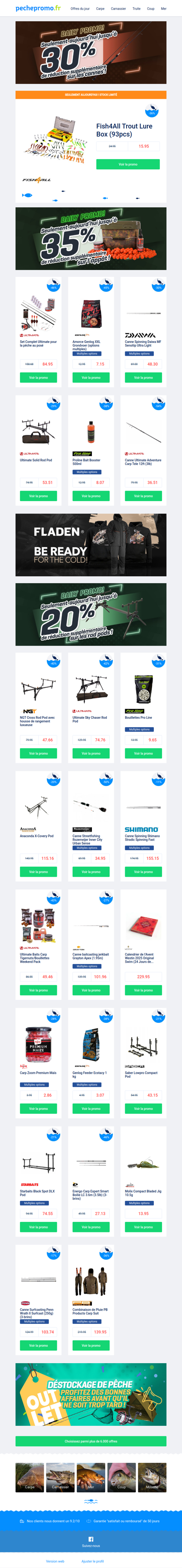 🕸 Cannes jusqu’à -30% | Appâts jusqu’à -35%