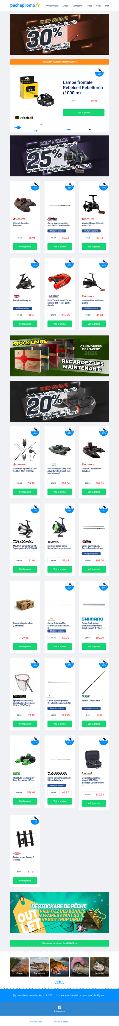 🕷 Cannes jusqu’à -30% | Moulinets carpe jusqu’à -25%