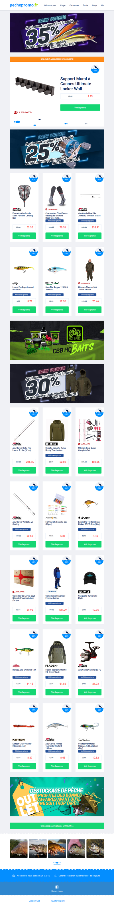 🐋 Leurres jusqu’à -35 % | Abu Garcia jusqu’à -25 %