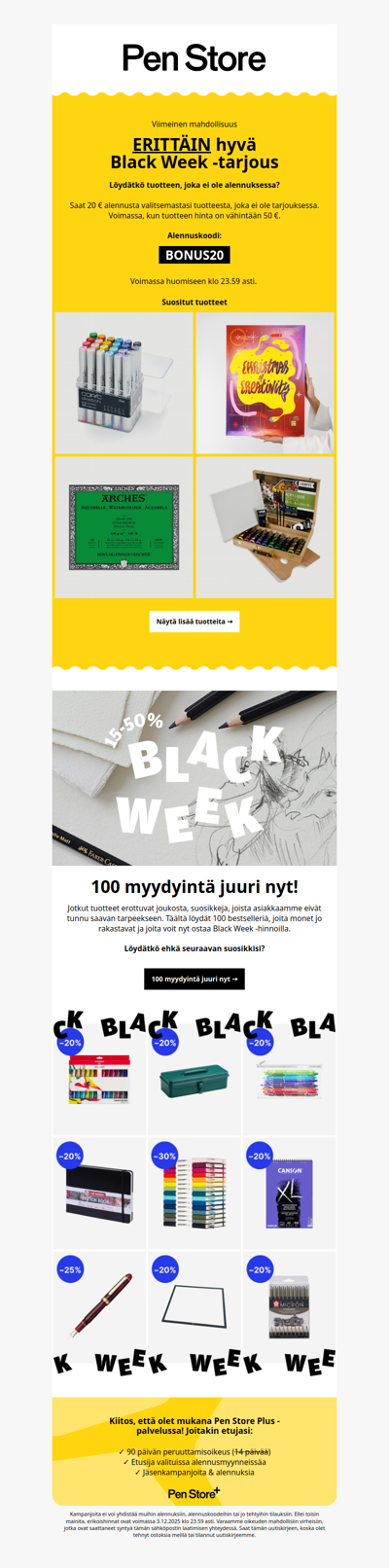 Viimeinen mahdollisuus! 20 € alennus 🖤 100 suosituinta löytöä