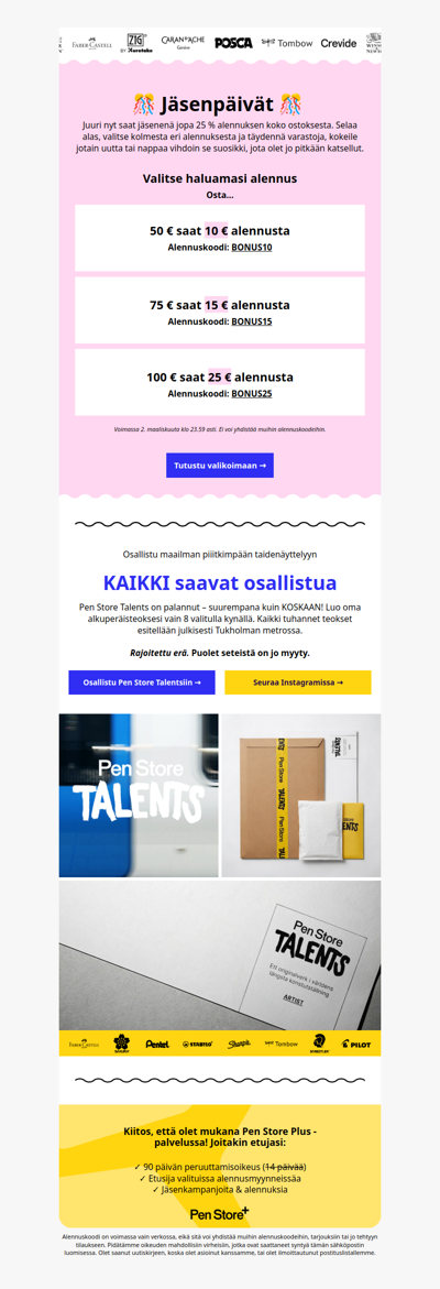 Jäsenpäivät 🎊 Jopa 25% alennus koko ostoksesta