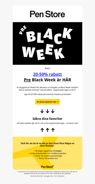 Pre Black Week startar NU 🖤 20-50% rabatt på tusentals produkter